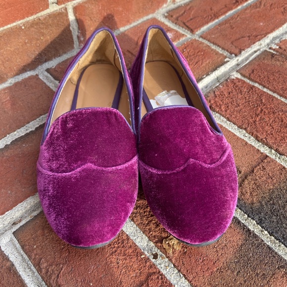 Purple Crushed Velvet Loafers - Picture 1 of 5